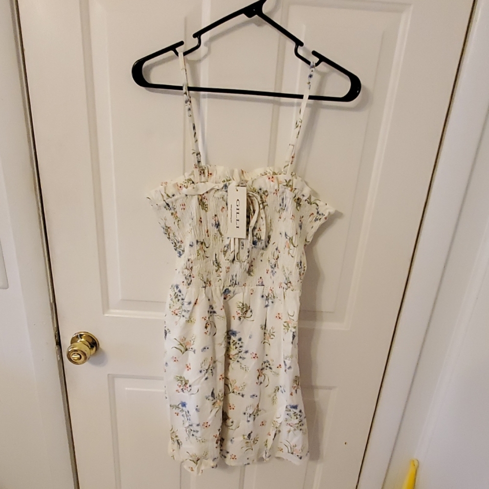 Spaghetti strap smocked dress